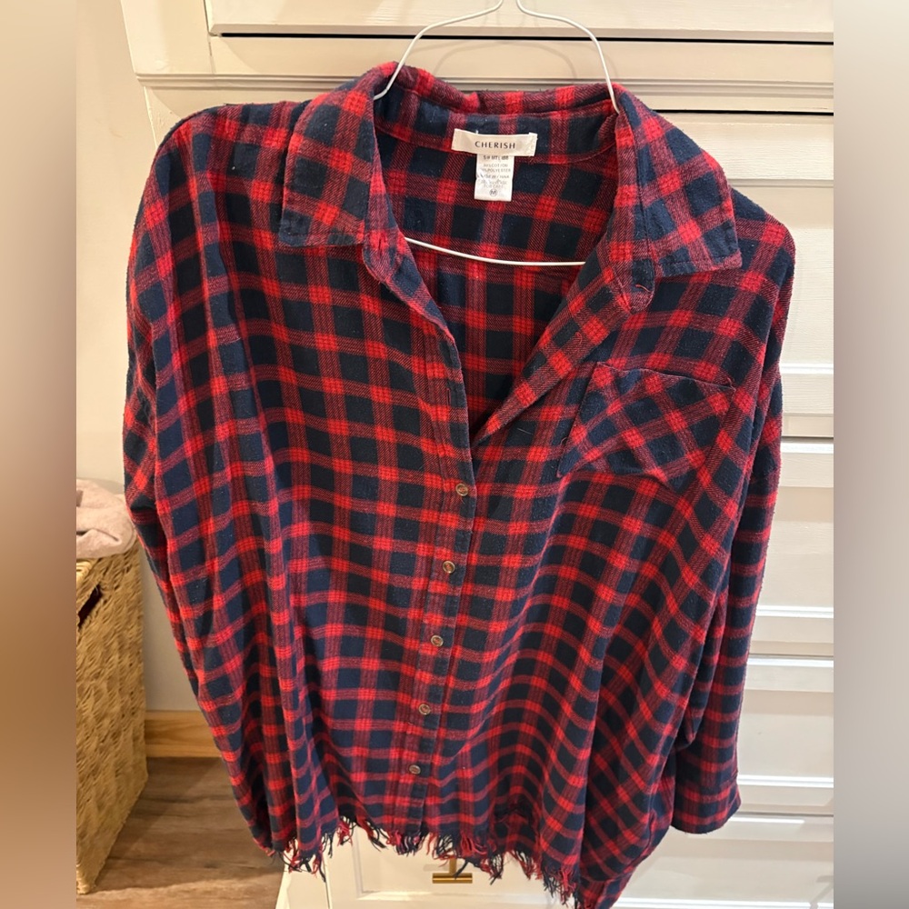 Cherish Red and Navy Checkered Flannel